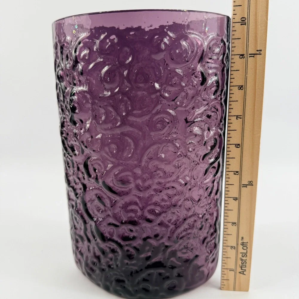 Blenko 6731 Plum Textured Art Glass Vase Joel Philip Myers Purple MCM